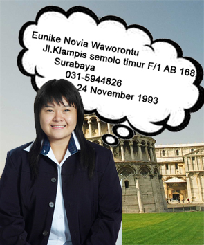 Eunike Novia Waworontu<br>Jl.Klampis semolo timur F/1 AB 168, Surabaya<br>031-5944826<br>24 November 1993<br>
